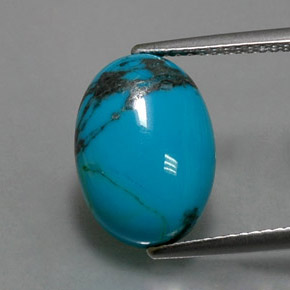 3.83克拉天然绿松石，椭圆形切割，14×10.1毫米，不透明