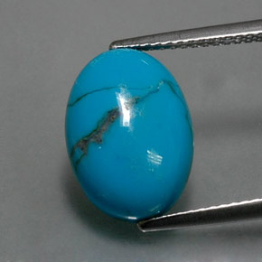 3.78克拉天然绿松石，椭圆形切割，14.1×10.1毫米，不透明