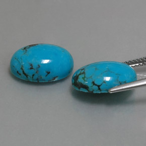 天然绿松石，椭圆形切割，14.1×10.1毫米，不透明