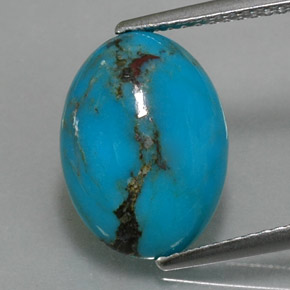 4.14克拉天然绿松石，椭圆形切割，14.1×10.3毫米，不透明