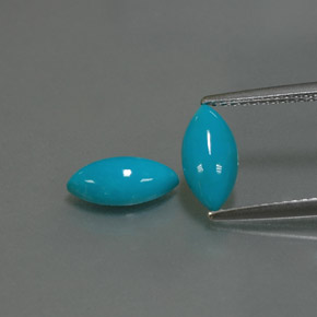 天然绿松石，马眼形，10.1×5.1毫米，不透明