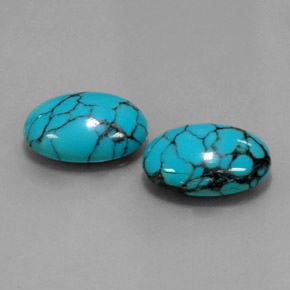 天然绿松石，椭圆形切割，14.1×10.1毫米，不透明