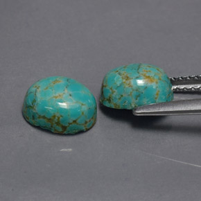 天然绿色绿松石，椭圆形切割，8.1×6.2毫米，不透明