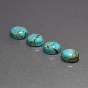 天然绿色绿松石，椭圆形切割，8.1×6.2毫米，不透明