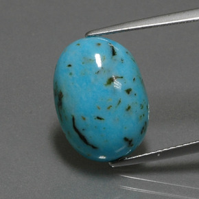 6.96克拉天然绿松石，椭圆形切割，16.3×12毫米，不透明