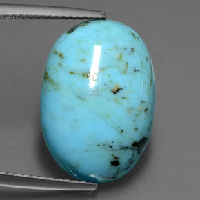 7.13克拉天然绿松石，椭圆形切割，18.4×13毫米，不透明