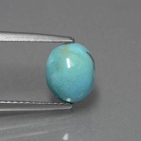 1.27克拉天然绿色绿松石，椭圆形切割，8.3×6.9毫米，不透明