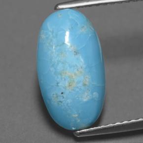 2.85克拉天然绿松石，椭圆形切割，13.5×7.6毫米，不透明