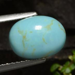 1.72克拉天然绿松石，椭圆形切割，9.9×7.5毫米，不透明