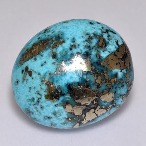 23.38克拉天然绿松石，椭圆形切割，19.4×16.8毫米，不透明