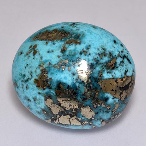 23.38克拉天然绿松石，椭圆形切割，19.4×16.8毫米，不透明