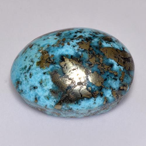 23.38克拉天然绿松石，椭圆形切割，19.4×16.8毫米，不透明