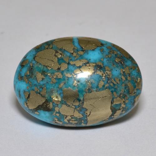 17.42克拉天然绿松石绿松石，椭圆形切割，19.4×13.6毫米，不透明
