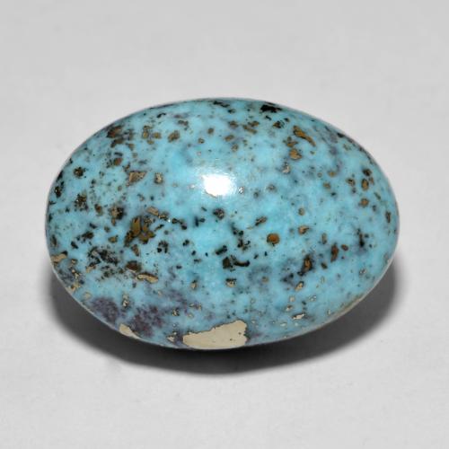 15.80克拉天然绿松石绿松石，椭圆形切割，19.4×13.9毫米，不透明