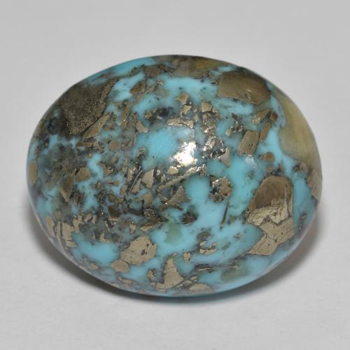 31.45克拉天然绿松石绿松石，椭圆形切割，21.3×17.4毫米，不透明