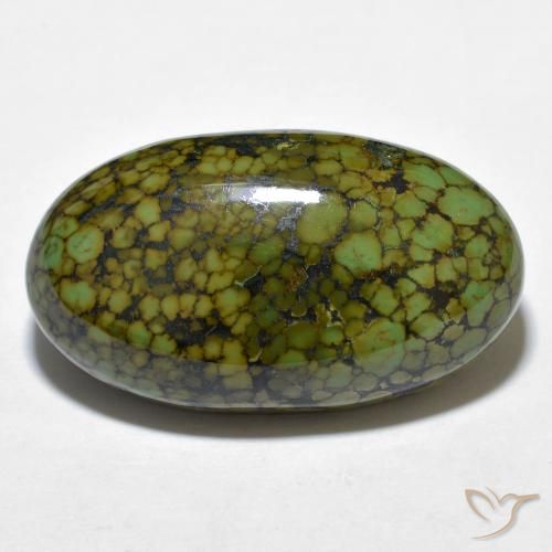21.28ct 天然 苹果绿 绿松石, 椭圆形, 不透明