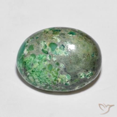 6.49ct 天然 苹果绿 绿松石, 椭圆形, 不透明