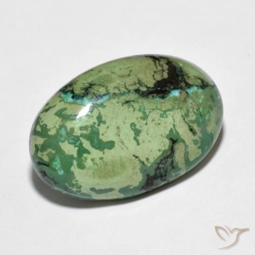 9.73克拉天然绿色绿松石，椭圆形切割，20×13.1毫米，不透明