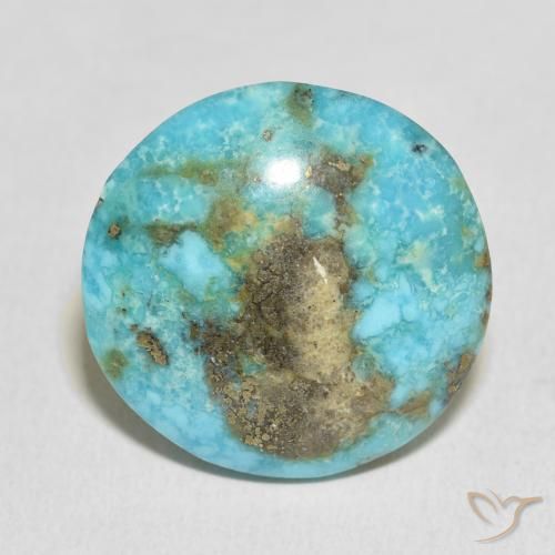 27.22ct 天然 蓝绿色 绿松石, 圆形的, 不透明