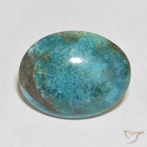 20.56ct 天然 深绿蓝 绿松石, 椭圆形, 不透明
