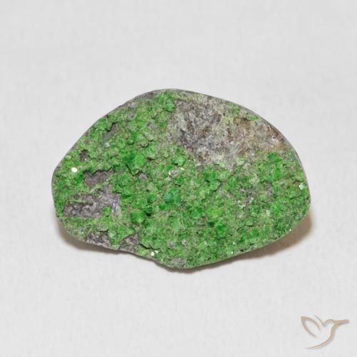10.37ct 天然 荧光绿色 钙铬榴石石榴石晶簇, 花式切割, 不透明