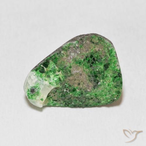 11.91ct 天然 绿色 钙铬榴石石榴石晶簇, 胖三角形, 不透明