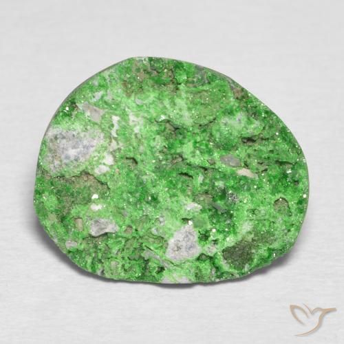 11.57ct 天然 亮绿色 钙铬榴石石榴石晶簇, 花式切割, 不透明