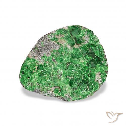 4.87ct 暗绿色 钙铬榴石石榴石晶簇, 花式切割, 不透明