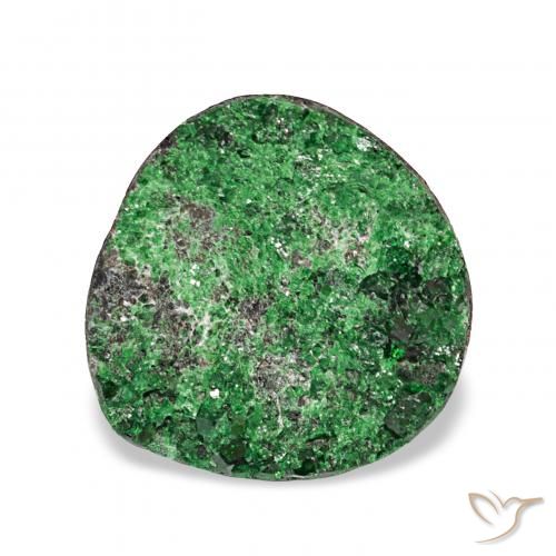 5.47ct 绿色 钙铬榴石石榴石晶簇 宝石, 花式切割, 不透明
