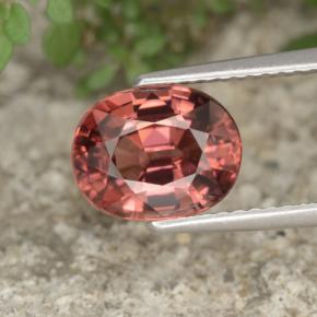 3.31克拉天然粉色锆石，椭圆形切割，9.1×7.2毫米，VVS
