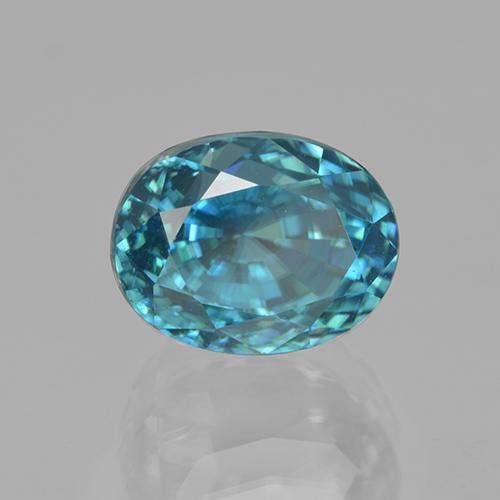 6.04克拉天然绿松石锆石，椭圆形切割，9.3×7.8毫米，VVS