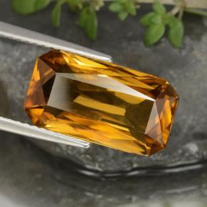 7.91克拉天然金色锆石，祖母绿式切割，14.7×8毫米，VS
