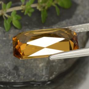 7.91克拉天然金色锆石，祖母绿式切割，14.7×8毫米，VS