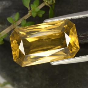 9.67克拉天然黄金色锆石，祖母绿式切割，14.5×8.6毫米，VVS-VS