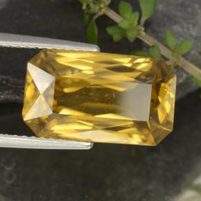 9.67克拉天然黄金色锆石，祖母绿式切割，14.5×8.6毫米，VVS-VS
