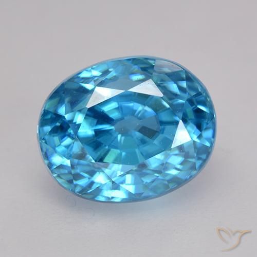 3.79ct 天然 中蓝 锆石, 椭圆形, VVS