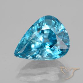 5.75ct 天然 中蓝 锆石, 梨形, VS