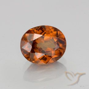 2.11克拉天然橙色锆石，椭圆形切割，7.8×6.5毫米，VVS