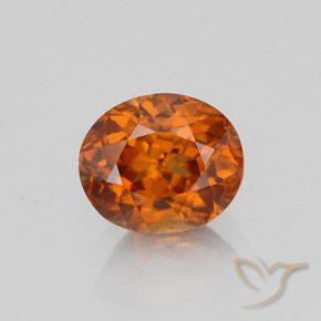 1.78克拉天然橙色锆石，椭圆形切割，7×6毫米，VVS-VS