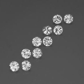 天然白色锆石，圆形切割，4.09毫米，VVS-VS