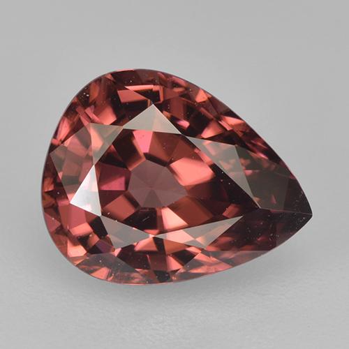 2.75克拉天然红色锆石，梨形，9.3×7.4毫米，VVS