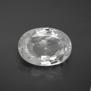10.67克拉天然白色锆石，椭圆形切割，13.9×10毫米，VVS-VS