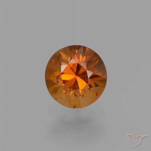 1.38ct 天然 中深橙色 锆石, 圆形的, VVS-VS