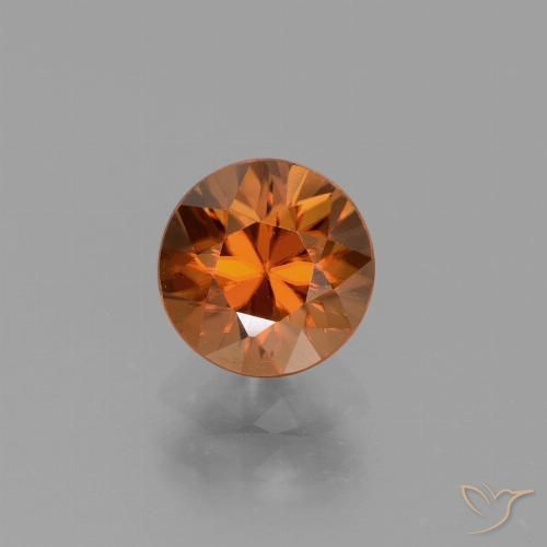 1.60ct 天然 深橙色 锆石, 圆形的, VVS-VS