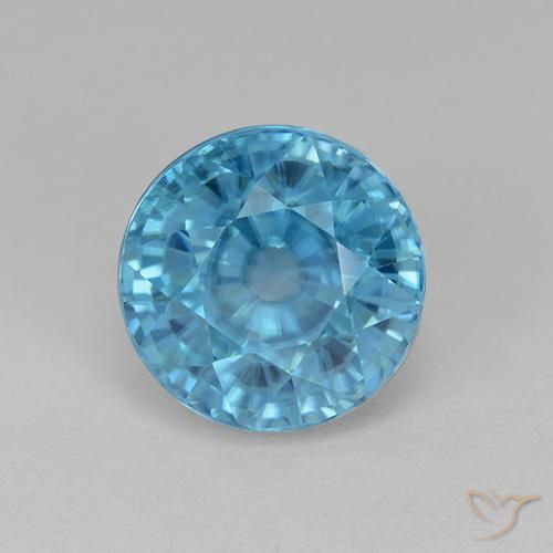 5.62ct 天然 青蓝色 锆石, 圆形的, VVS