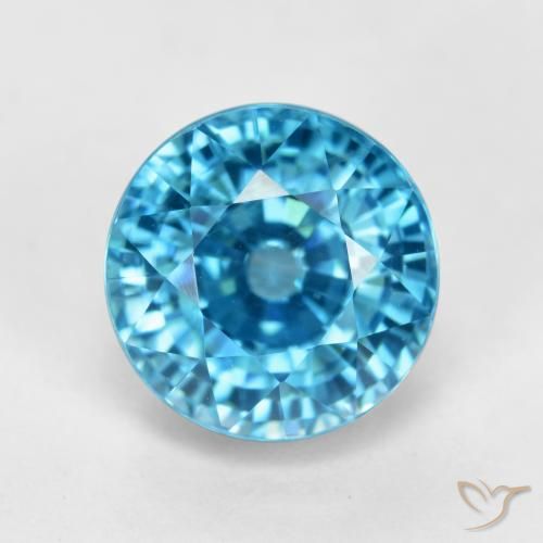 5.73ct 天然 蓝色 锆石, 圆形的, VVS-VS