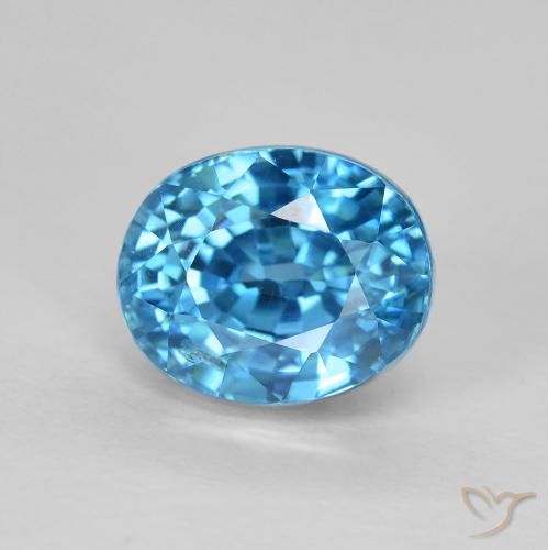 3.88ct 天然 天蓝色 锆石, 椭圆形, VS