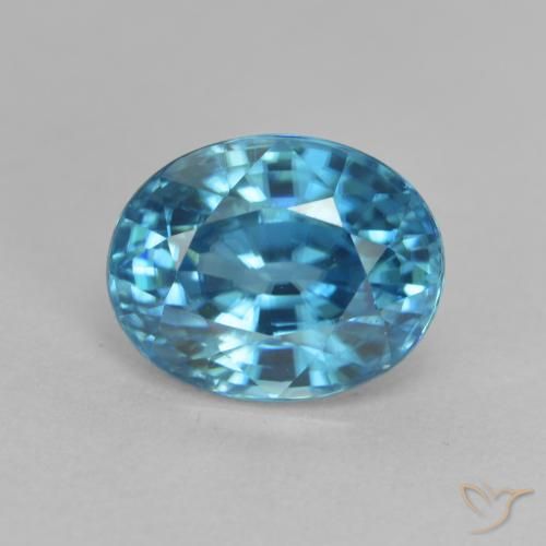3.40ct 天然 耶鲁蓝 锆石, 椭圆形, VVS