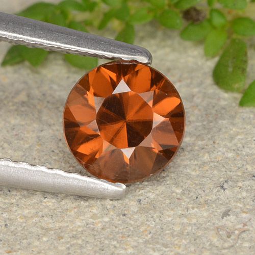 1.26ct 天然 红橙色 锆石, 圆形的, VVS-VS