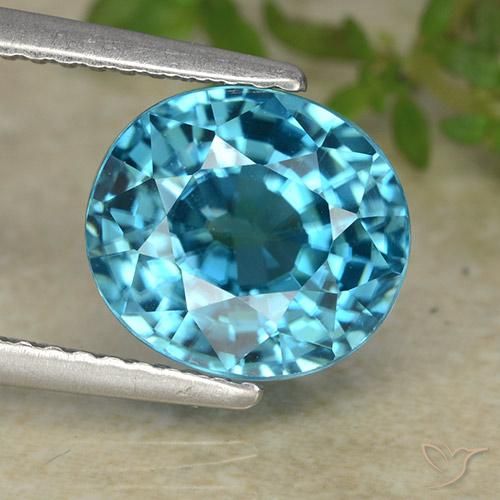 5.36ct 天然 中蓝 锆石, 椭圆形, VVS